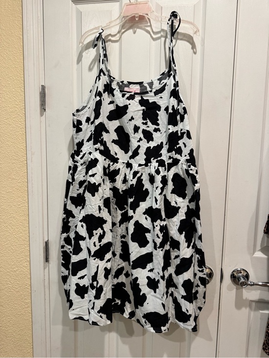 Tuesday Of California Dresses & Skirts - Cow Print Black & White Mini Dress - Sleeveless Tie-Strap